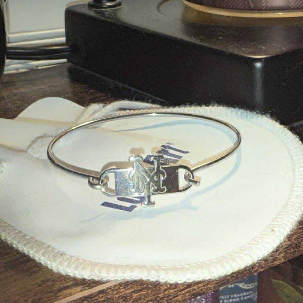 New York Mets Sterling Silver Small Center Wire Bangle Bracelet NEW